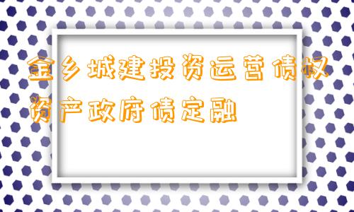 金乡城建投资运营债权资产政府债定融