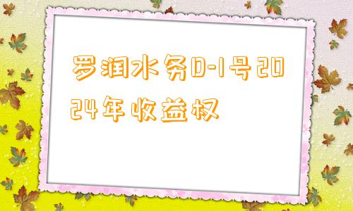 罗润水务D-1号2024年收益权