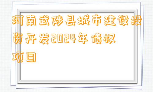 河南武陟县城市建设投资开发2024年债权项目