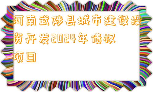 河南武陟县城市建设投资开发2024年债权项目