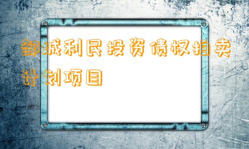 邹城利民投资债权拍卖计划项目