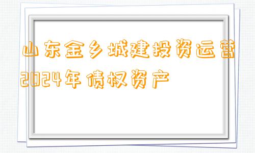 山东金乡城建投资运营2024年债权资产