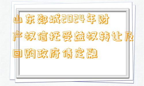 山东郯城2024年财产权信托受益权转让及回购政府债定融