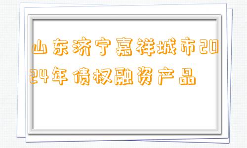 山东济宁嘉祥城市2024年债权融资产品