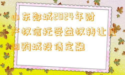 山东郯城2024年财产权信托受益权转让及回购城投债定融