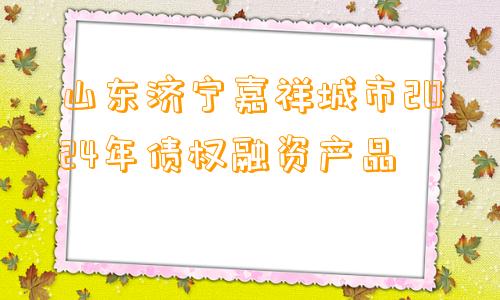 山东济宁嘉祥城市2024年债权融资产品