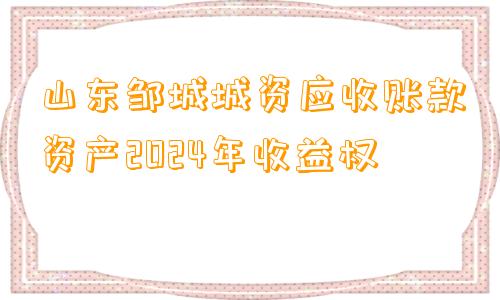 山东邹城城资应收账款资产2024年收益权