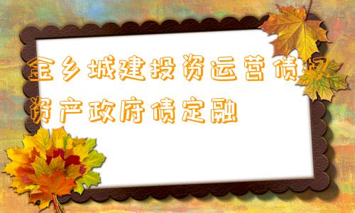 金乡城建投资运营债权资产政府债定融