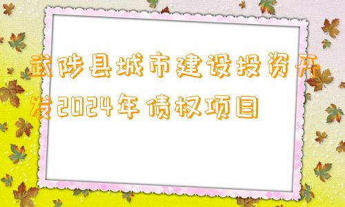 武陟县城市建设投资开发2024年债权项目