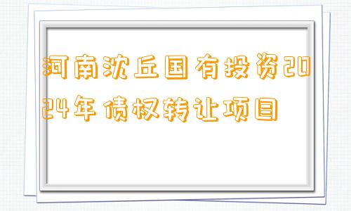 河南沈丘国有投资2024年债权转让项目