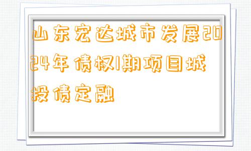 山东宏达城市发展2024年债权1期项目城投债定融