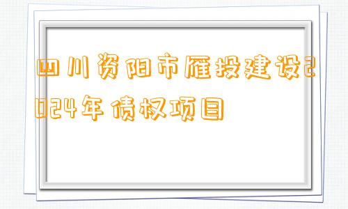 四川资阳市雁投建设2024年债权项目