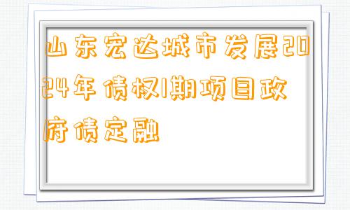 山东宏达城市发展2024年债权1期项目政府债定融