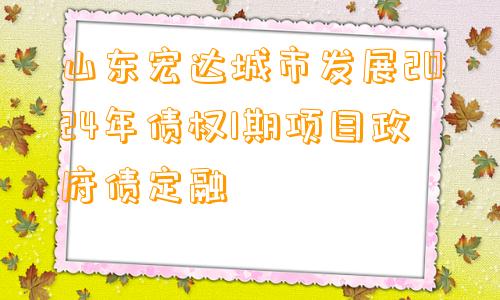 山东宏达城市发展2024年债权1期项目政府债定融