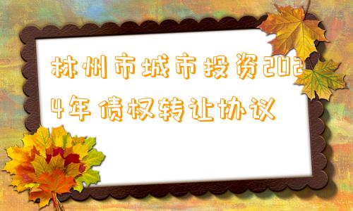 林州市城市投资2024年债权转让协议