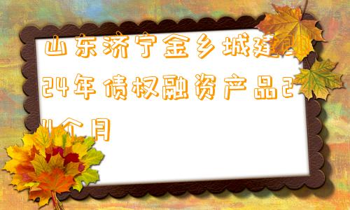 山东济宁金乡城建2024年债权融资产品24个月