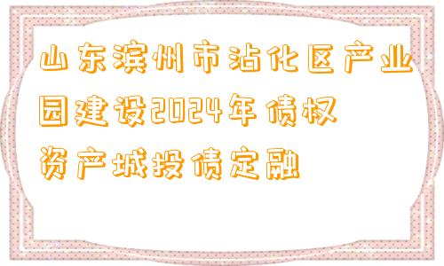 山东滨州市沾化区产业园建设2024年债权资产城投债定融