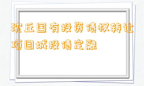 沈丘国有投资债权转让项目城投债定融