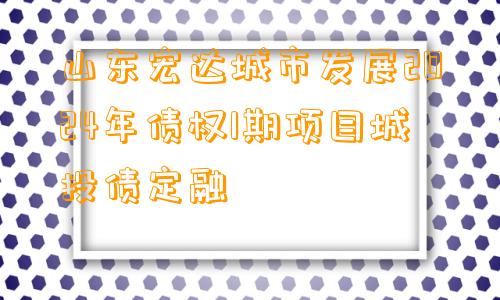 山东宏达城市发展2024年债权1期项目城投债定融