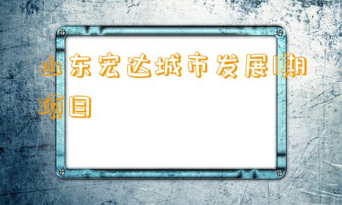 山东宏达城市发展1期项目