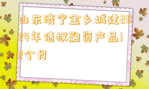 山东济宁金乡城建2024年债权融资产品12个月