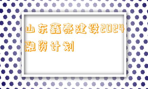 山东鑫泰建设2024融资计划