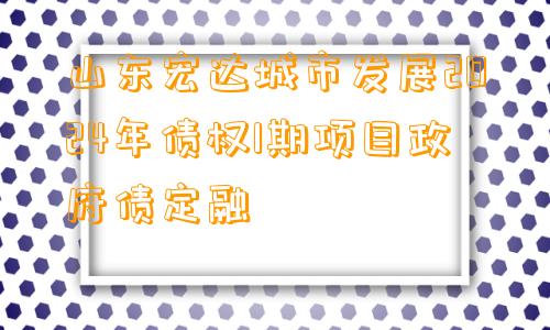 山东宏达城市发展2024年债权1期项目政府债定融