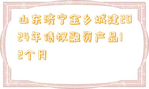 山东济宁金乡城建2024年债权融资产品12个月