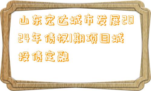 山东宏达城市发展2024年债权1期项目城投债定融