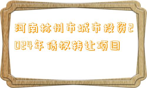河南林州市城市投资2024年债权转让项目