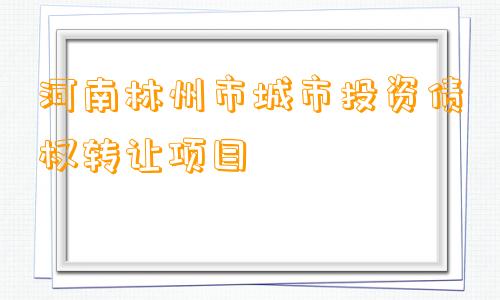 河南林州市城市投资债权转让项目