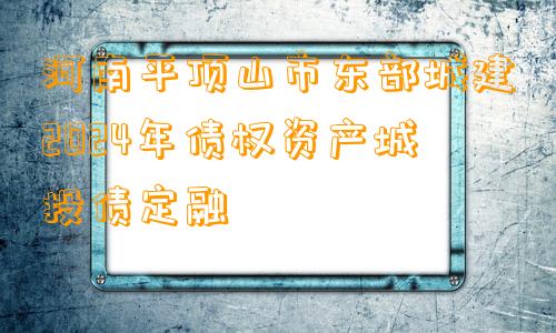 河南平顶山市东部城建2024年债权资产城投债定融