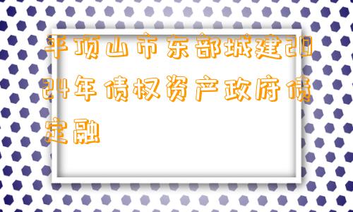 平顶山市东部城建2024年债权资产政府债定融
