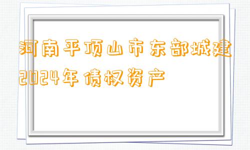 河南平顶山市东部城建2024年债权资产