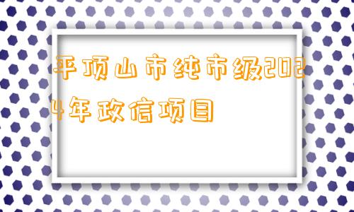 平顶山市纯市级2024年政信项目