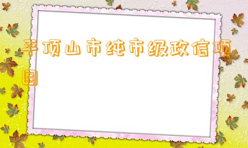 平顶山市纯市级政信项目