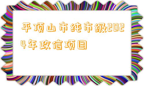 平顶山市纯市级2024年政信项目