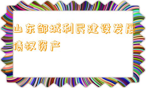 山东邹城利民建设发展债权资产