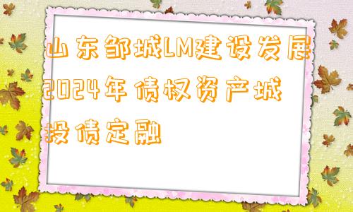 山东邹城LM建设发展2024年债权资产城投债定融