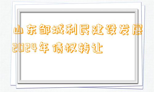 山东邹城利民建设发展2024年债权转让