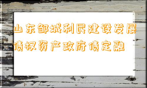 山东邹城利民建设发展债权资产政府债定融