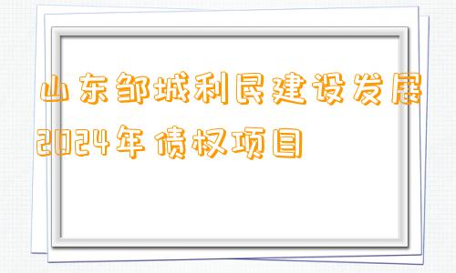 山东邹城利民建设发展2024年债权项目