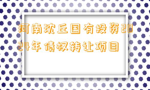 河南沈丘国有投资2024年债权转让项目