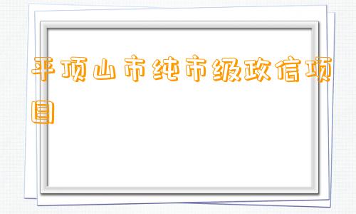 平顶山市纯市级政信项目