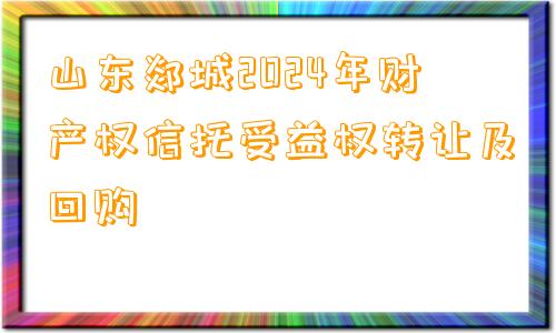 山东郯城2024年财产权信托受益权转让及回购