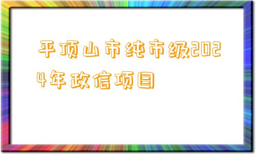 平顶山市纯市级2024年政信项目