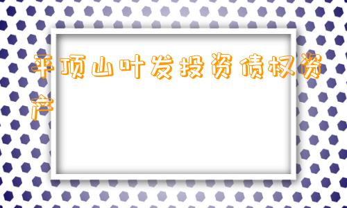 平顶山叶发投资债权资产