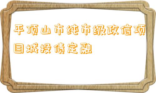 平顶山市纯市级政信项目城投债定融
