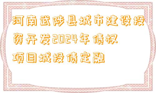 河南武陟县城市建设投资开发2024年债权项目城投债定融