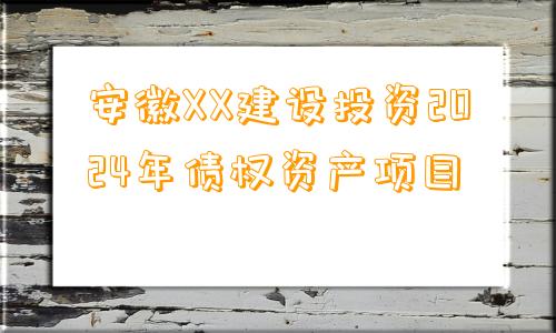 安徽XX建设投资2024年债权资产项目